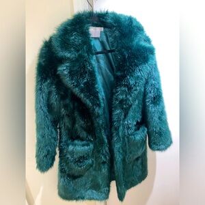 ASOS teal/jade/forest green faux fur coat
